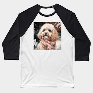 Snowy Cavoodle Portrait Baseball T-Shirt